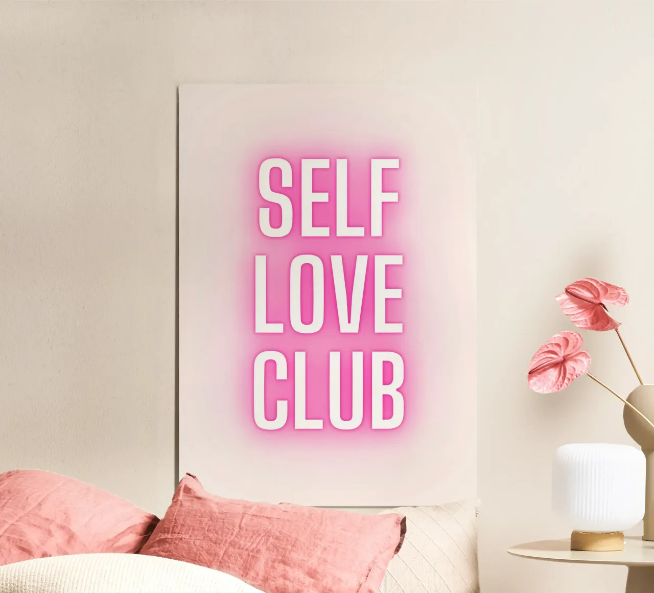 Self Love Club Neon Glow - Stampa digitale rosa potenziante poster da homdeco