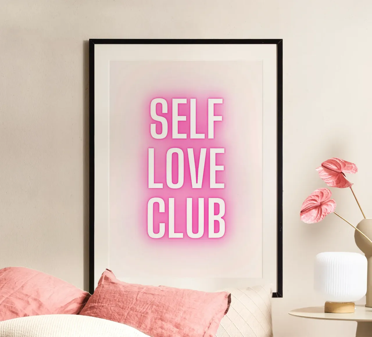 Self Love Club Neon Glow - Stampa digitale rosa potenziante poster da homdeco
