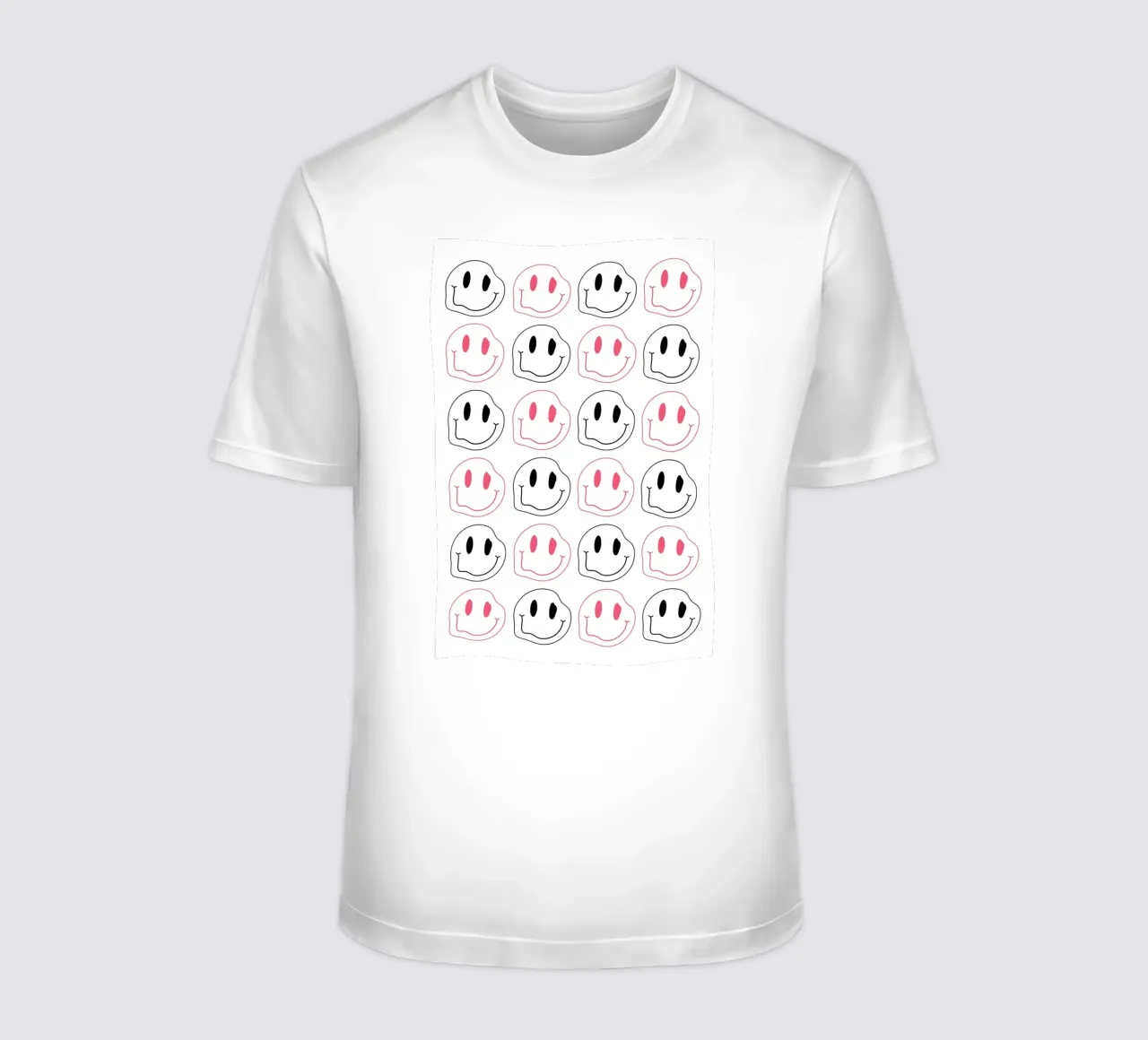 Melted Smiley Pattern - Pink & Black Aesthetic Print t-shirt by homdeco