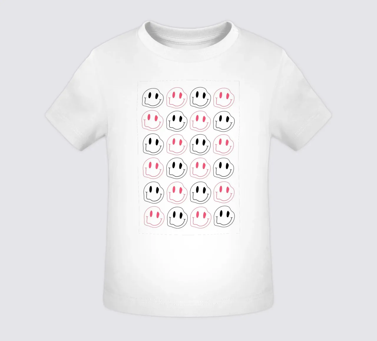 Melted Smiley Pattern - Pink & Black Aesthetic Print baby t-shirt by homdeco