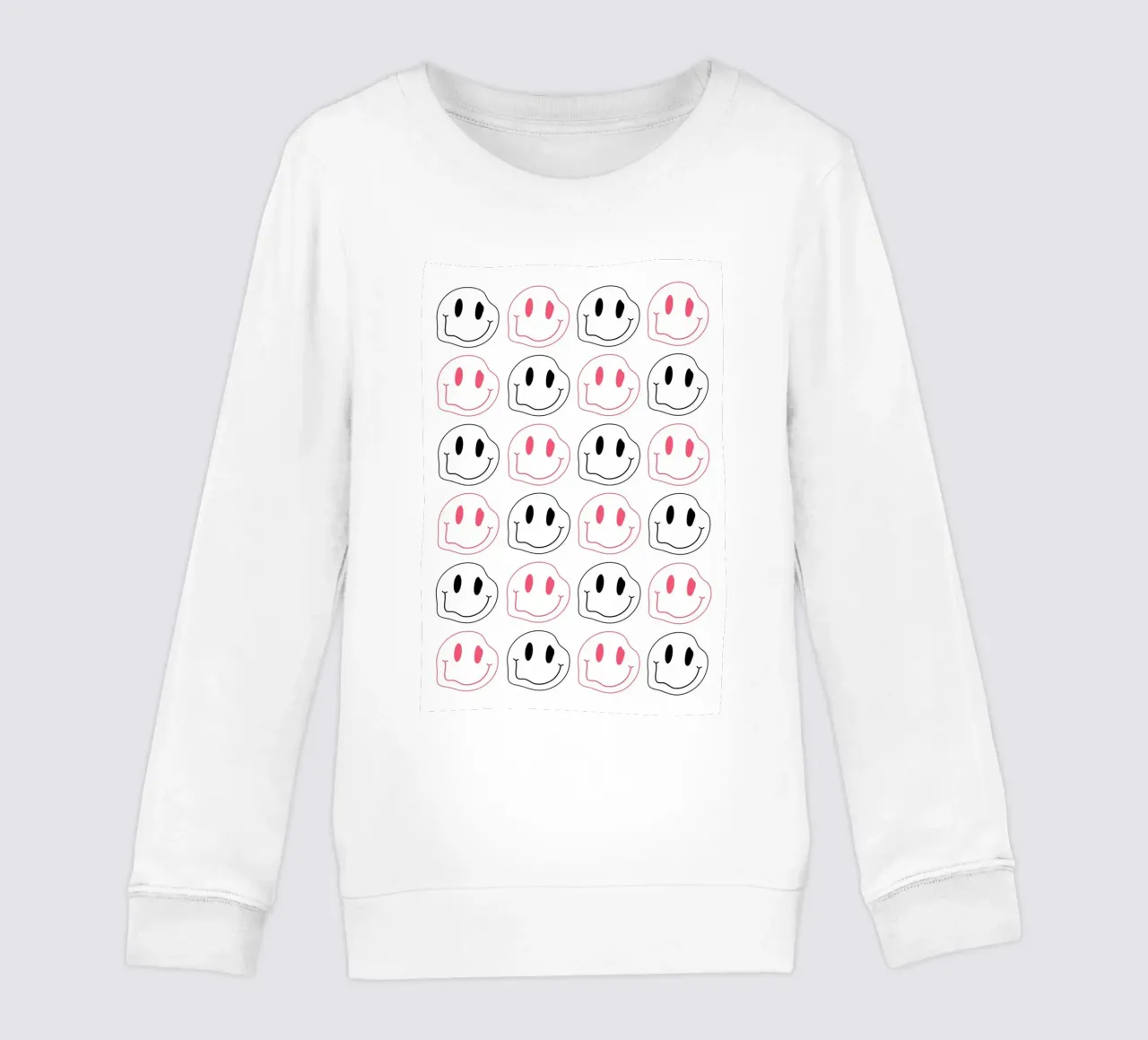 Melted Smiley Pattern - Pink & Black Aesthetic Print kids sweatshirt by homdeco