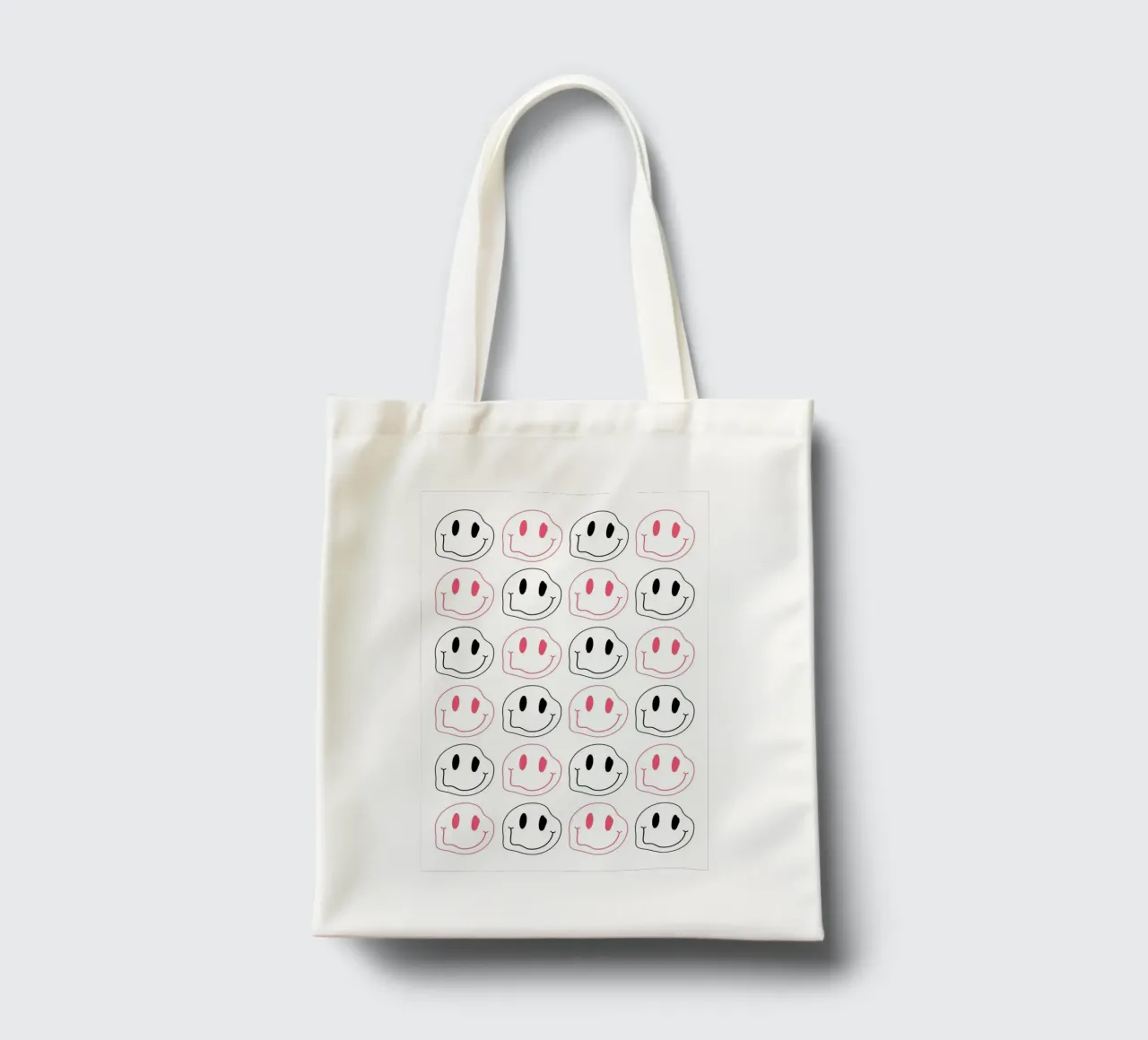 Melted Smiley Pattern - Pink & Black Aesthetic Print tote bag by homdeco