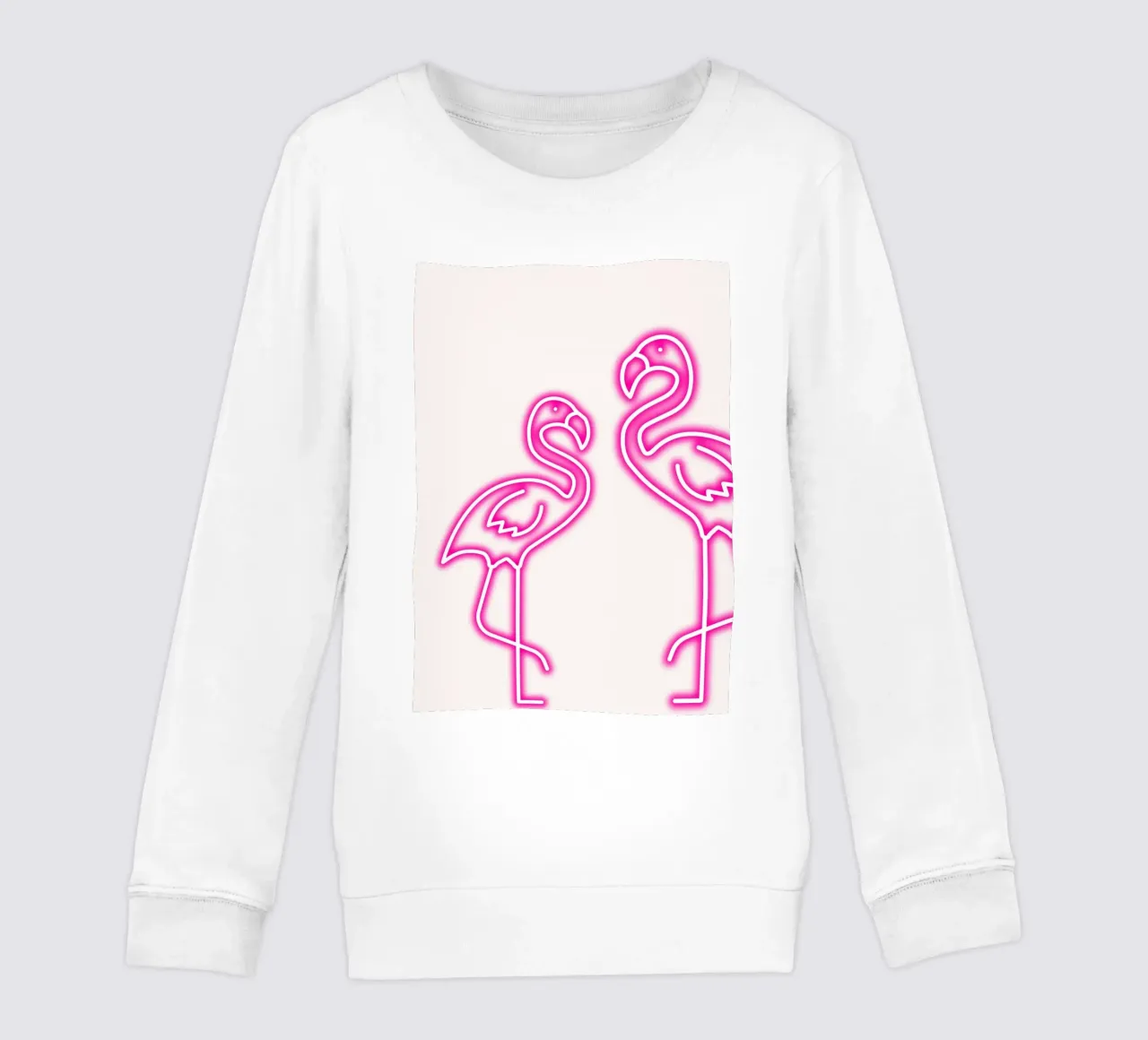 Neon Flamingo Duo - Tropical Pink Glow Art Print kids sweatshirt by homdeco