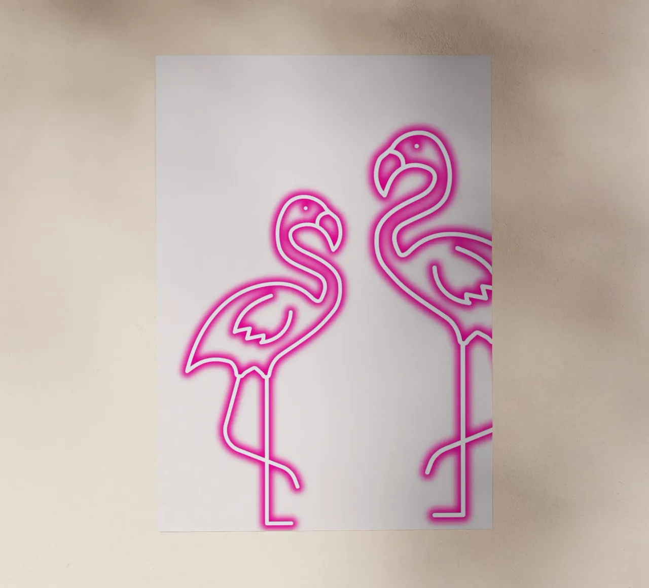 Neon Flamingo Duo - Tropical Pink Glow Art Print backlit film by homdeco