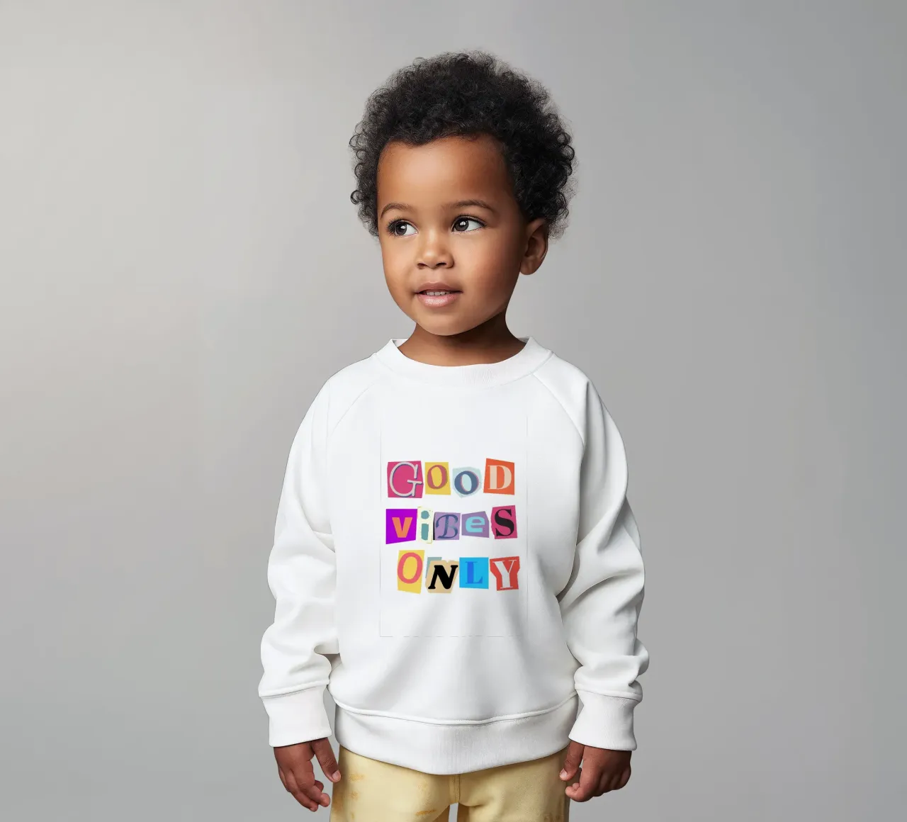 Collage découpé "Good Vibes Only" - Retro Text Art sweat pour bébé de homdeco