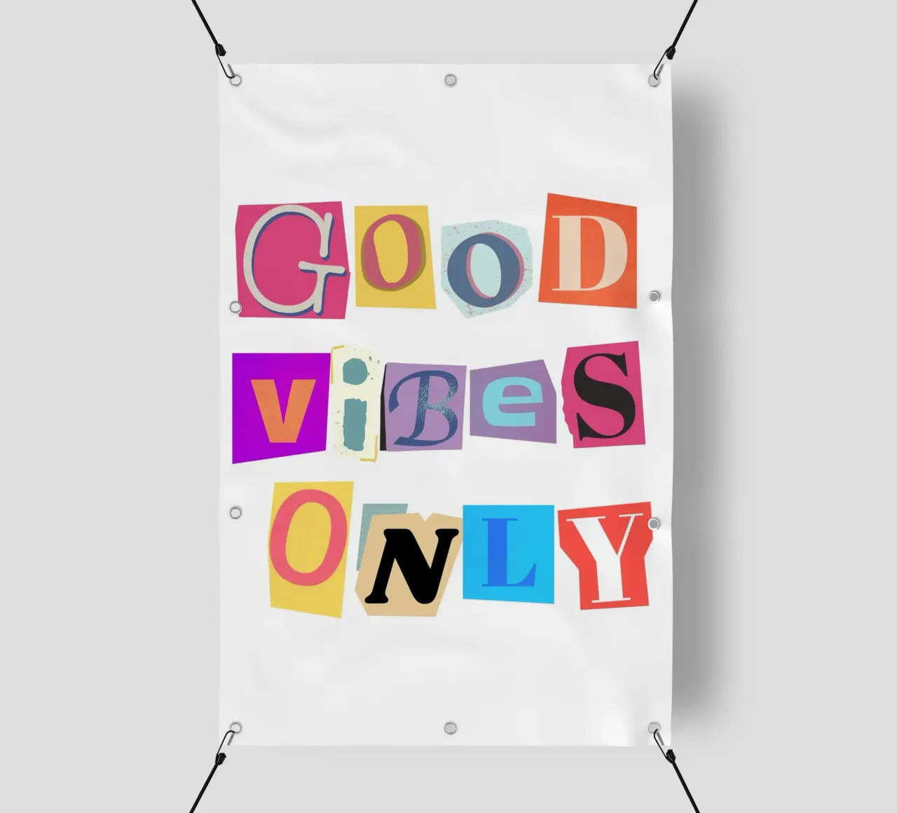 Collage découpé "Good Vibes Only" - Retro Text Art bâche pvc de homdeco