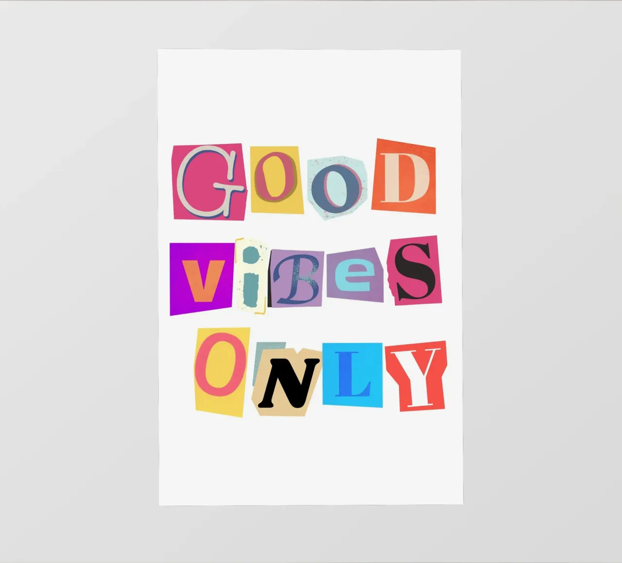 Collage découpé "Good Vibes Only" - Retro Text Art bâche pvc de homdeco
