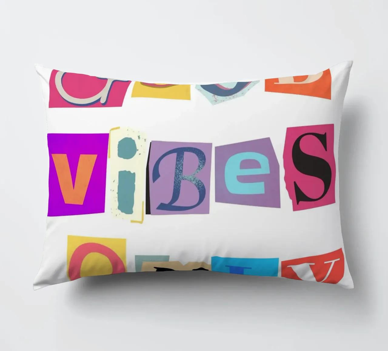 "Good Vibes Only" Cut-Out Collage - Retro Text Art decorative cushion by homdeco