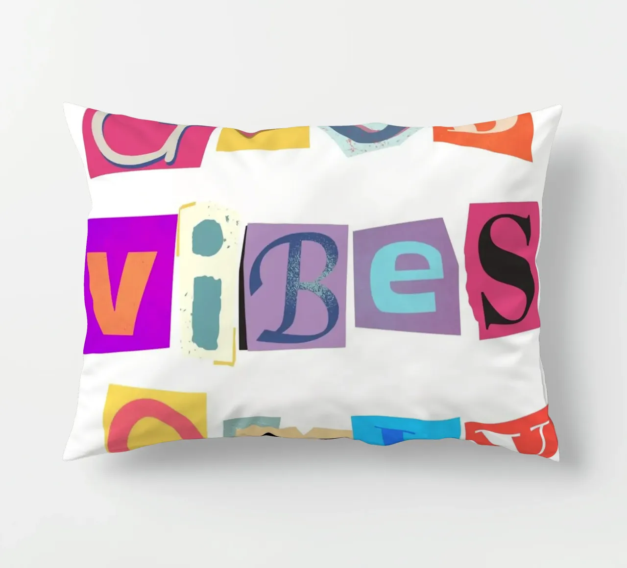 "Good Vibes Only" Cut-Out Collage - Retro Text Art decorative cushion by homdeco
