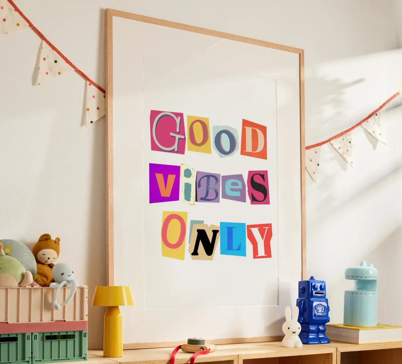 Collage découpé "Good Vibes Only" - Retro Text Art poster de homdeco