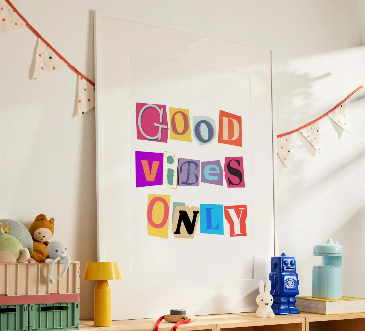 Collage découpé "Good Vibes Only" - Retro Text Art poster de homdeco