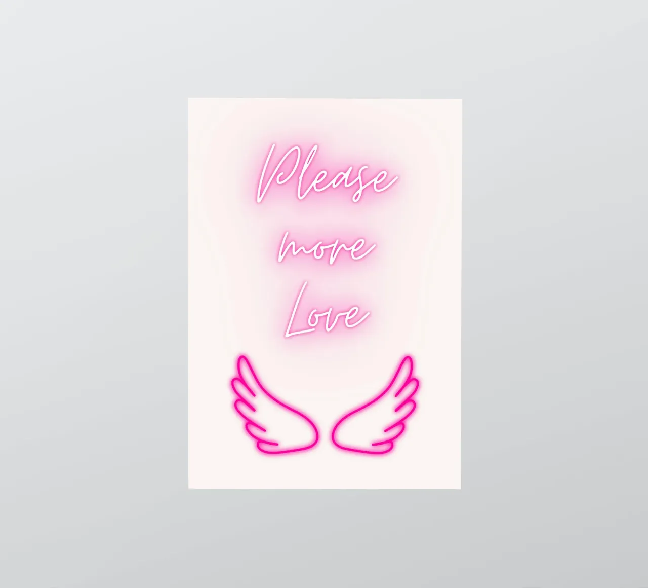 "Please More Love" Neon Wings - Aesthetic Digital Print sticker by homdeco