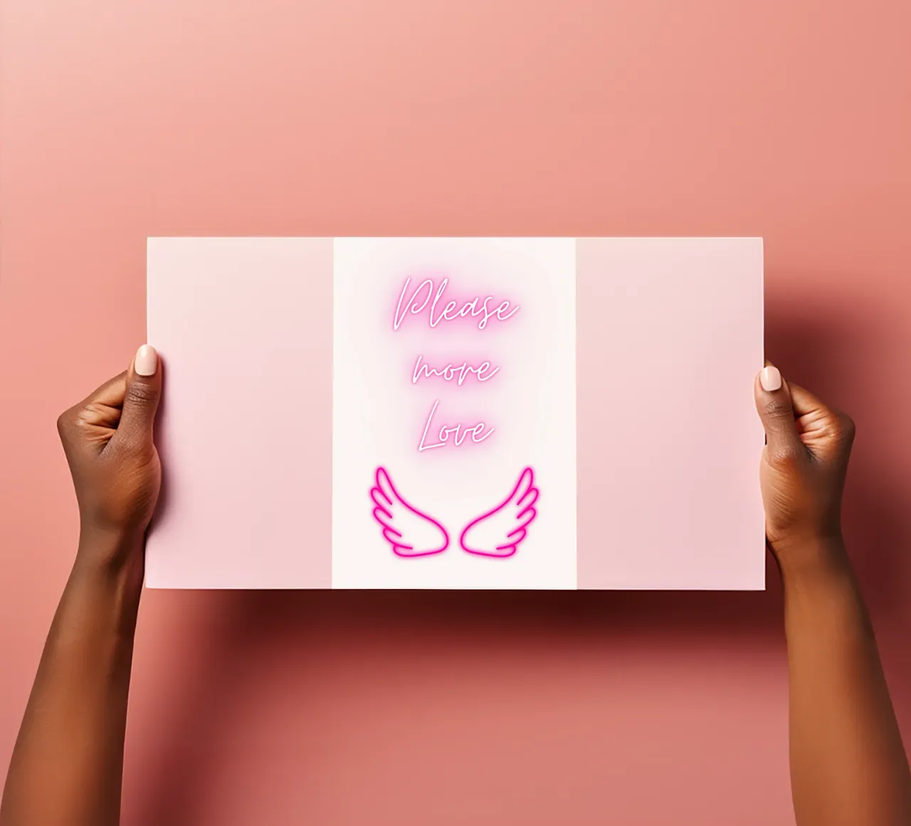 "Please More Love" Neon Wings - Aesthetic Digital Print sticker sheet by homdeco