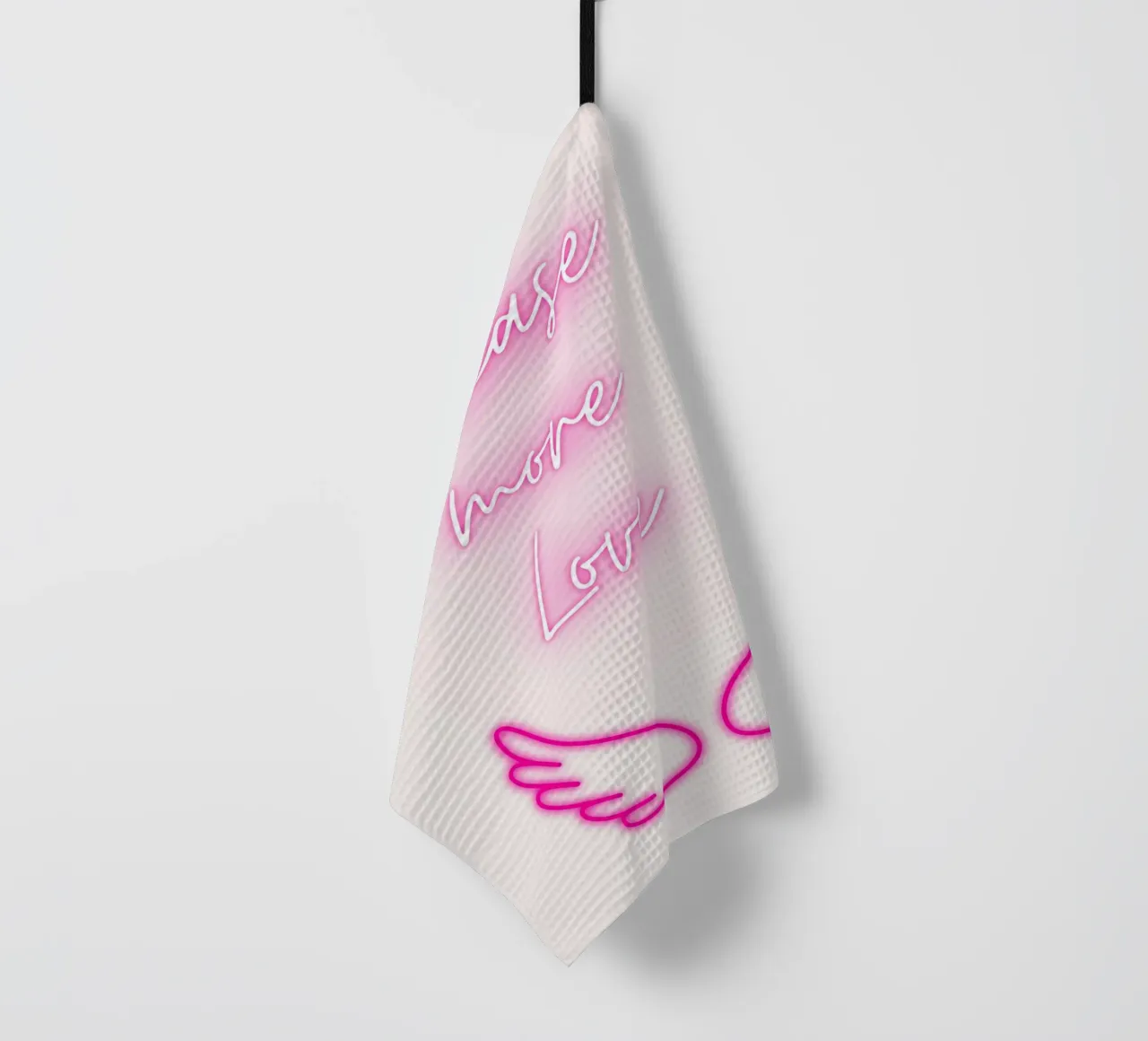 "Please More Love" Neon Wings - Aesthetic Digital Print tea towel by homdeco