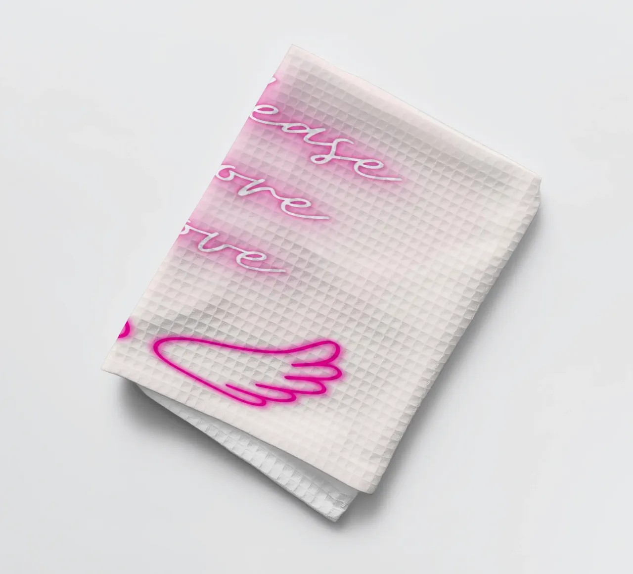 "Please More Love" Neon Wings - Aesthetic Digital Print tea towel by homdeco