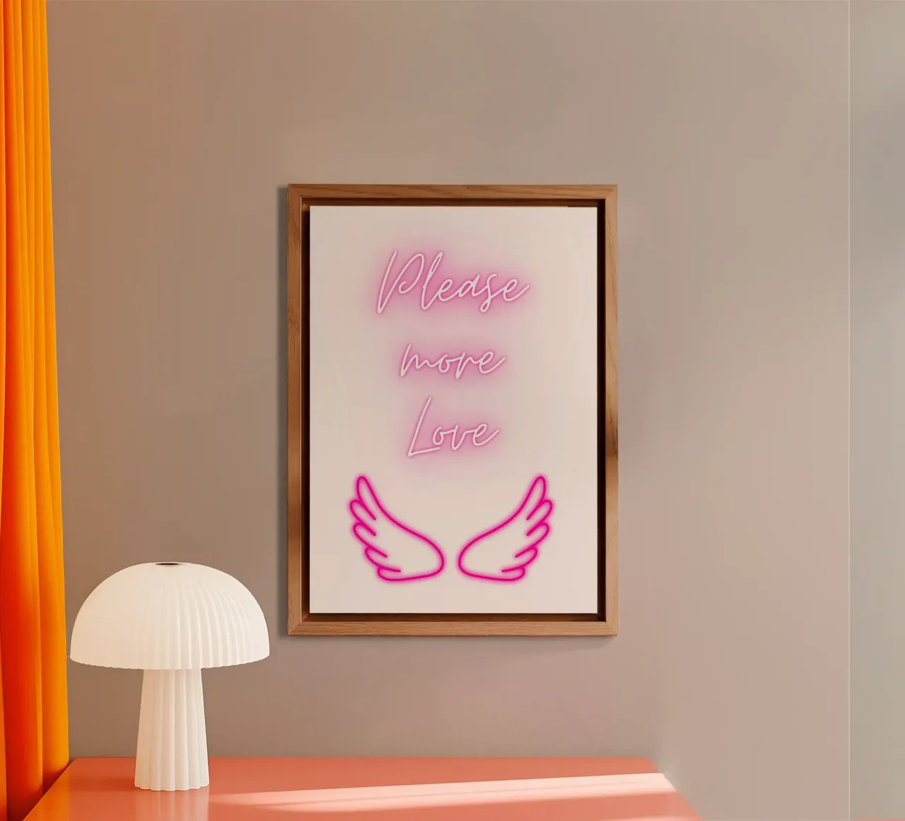 "Please More Love" Neon Wings - Aesthetic Digital Print alu-dibond by homdeco