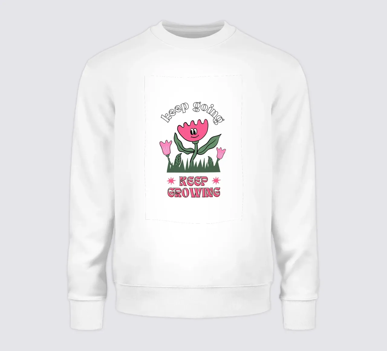 "Keep Going Keep Growing" - Impresión retro Flower Power sudadera de homdeco