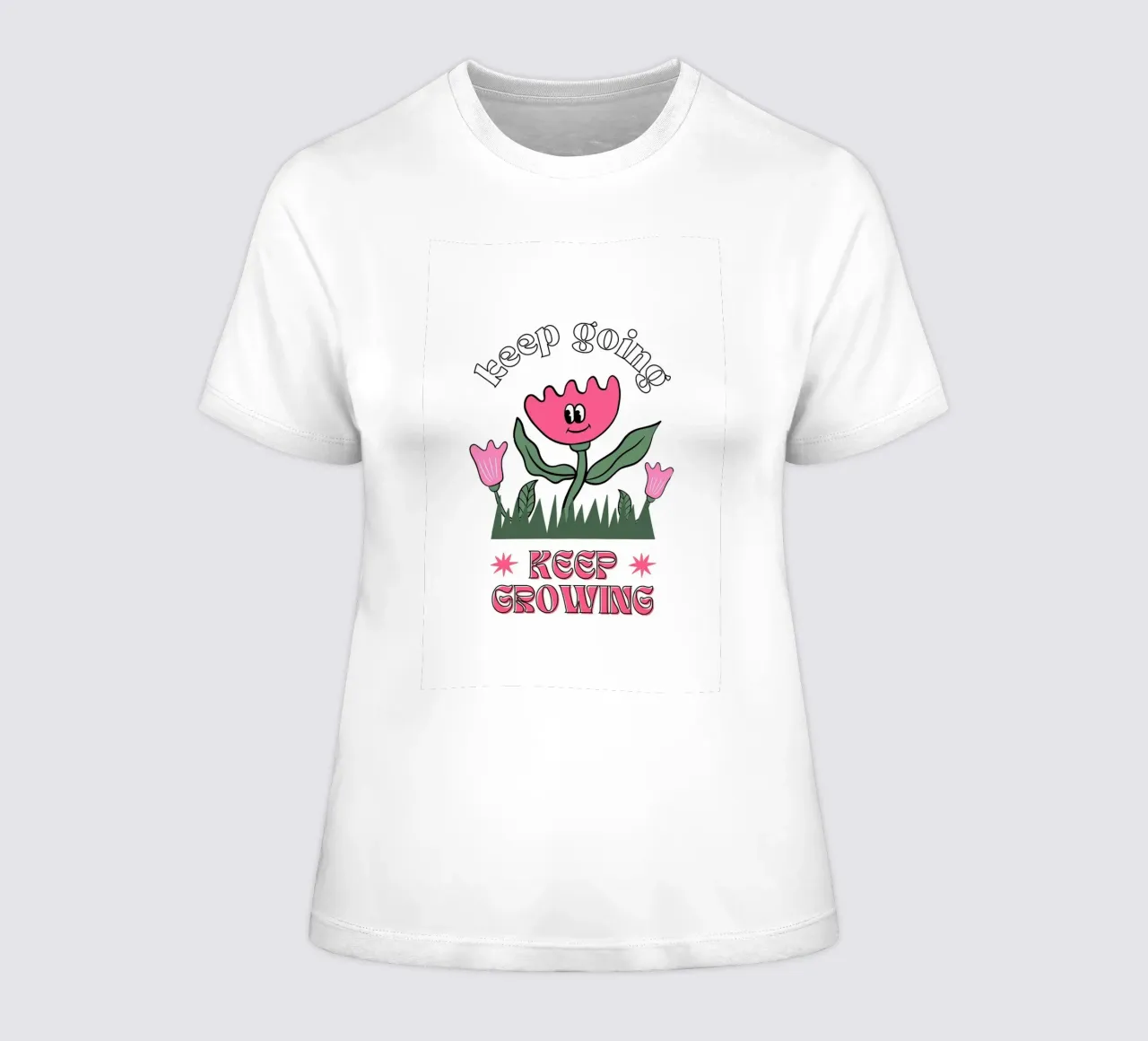 "Keep Going Keep Growing" - Retro Flower Power Print women's fitted t-shirt by homdeco