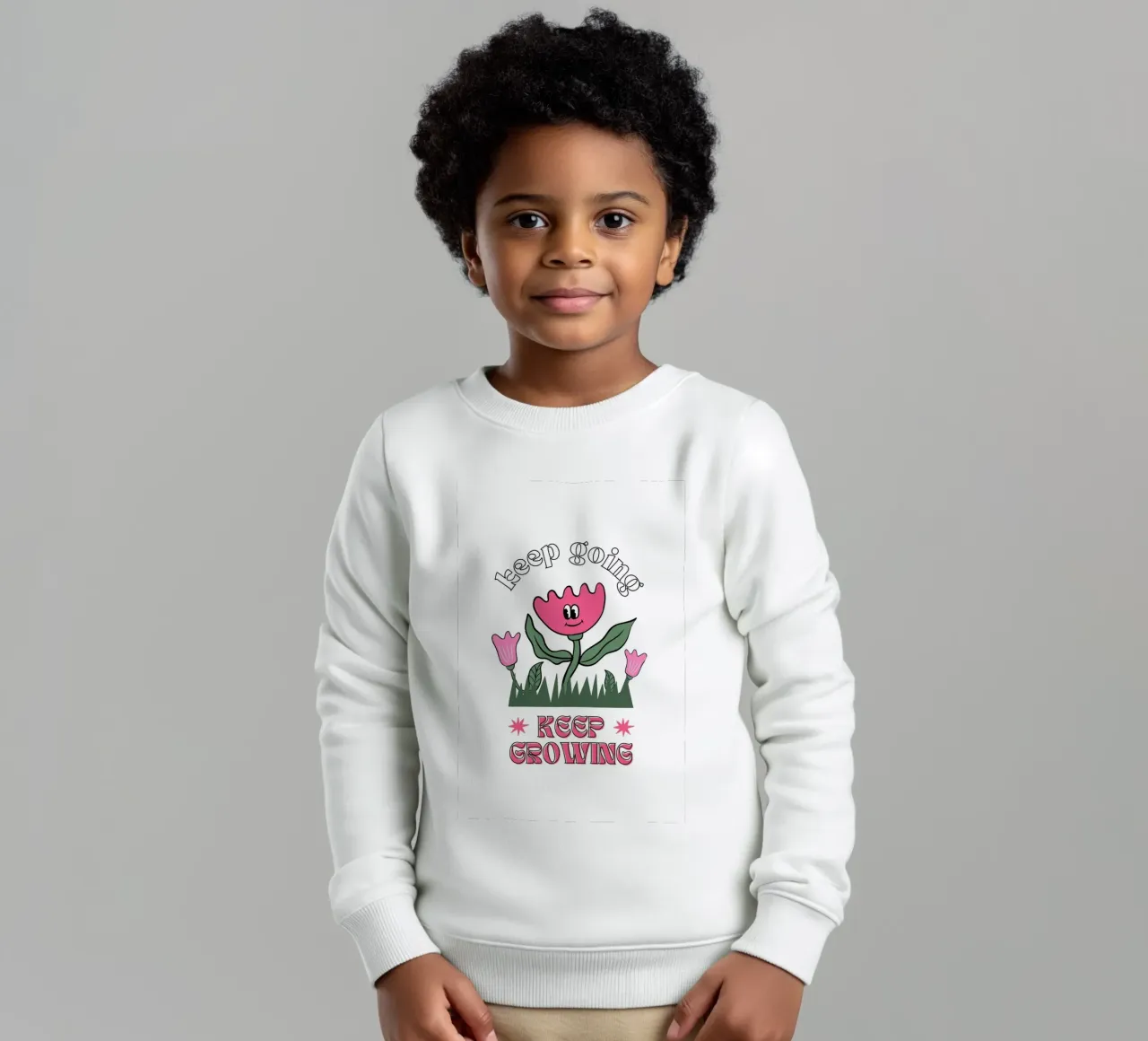 "Keep Going Keep Growing" - Retro Flower Power Print kids sweatshirt by homdeco