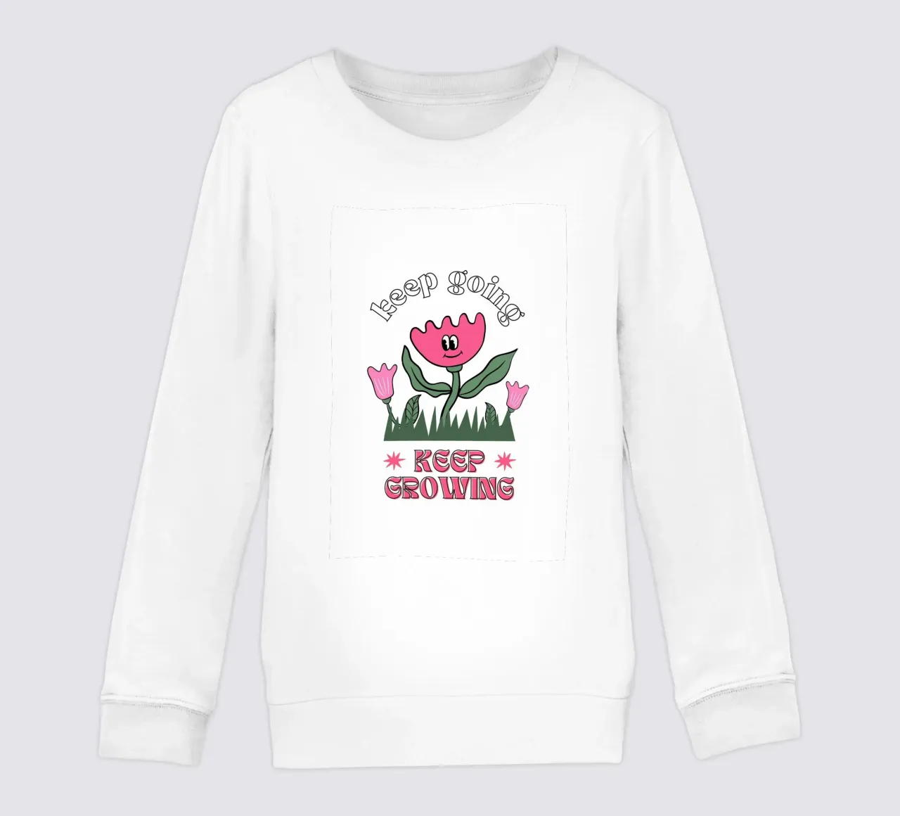 "Keep Going Keep Growing" - Retro Flower Power Print kids sweatshirt by homdeco