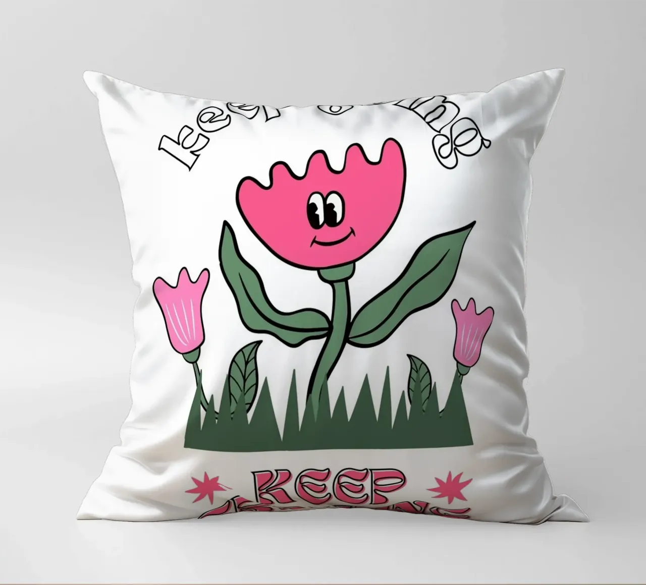 "Keep Going Keep Growing" - Stampa retro Flower Power cuscino da homdeco