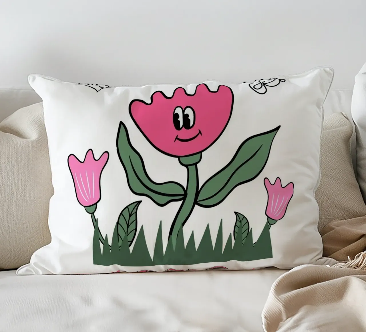 "Keep Going Keep Growing" - Stampa retro Flower Power cuscino da homdeco