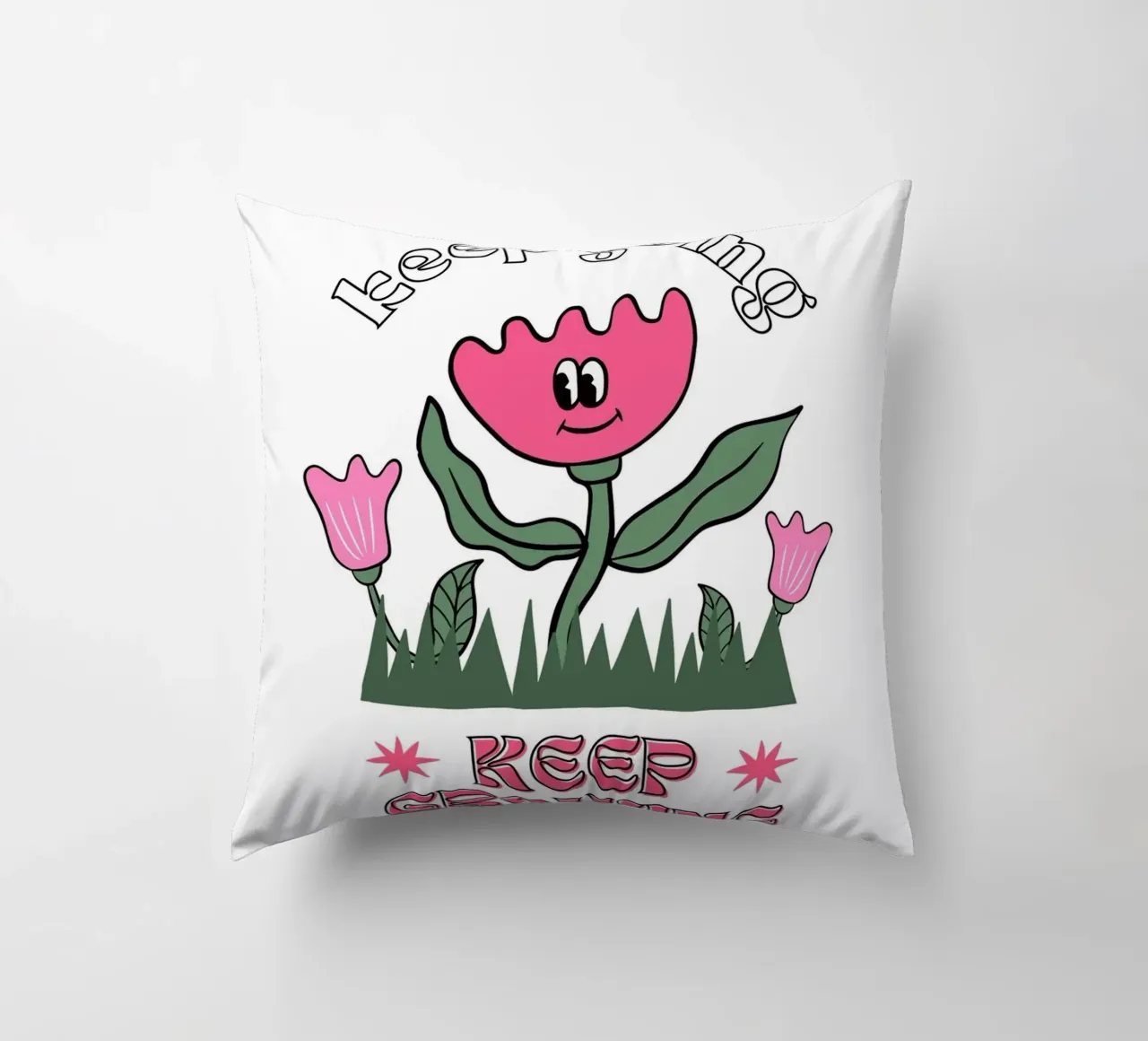 "Keep Going Keep Growing" - Stampa retro Flower Power cuscino da homdeco