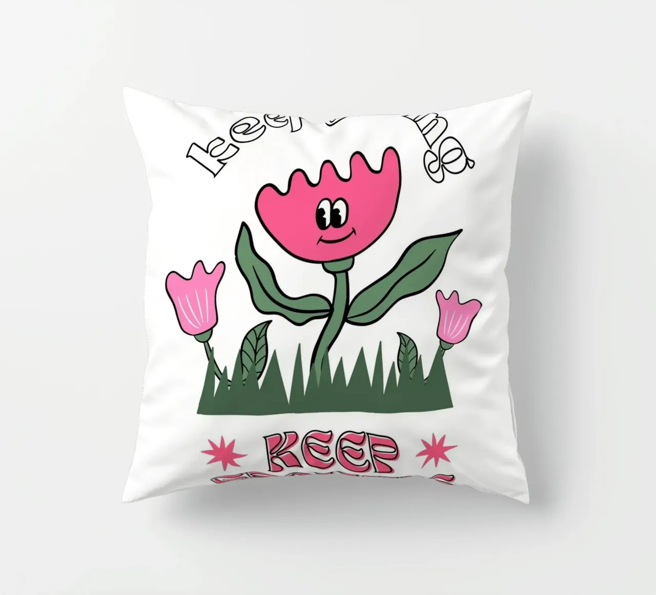 "Keep Going Keep Growing" - Stampa retro Flower Power cuscino da homdeco