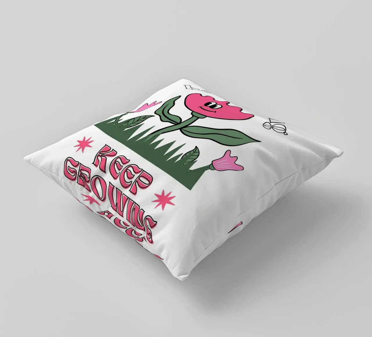 "Keep Going Keep Growing" - Stampa retro Flower Power cuscino da homdeco