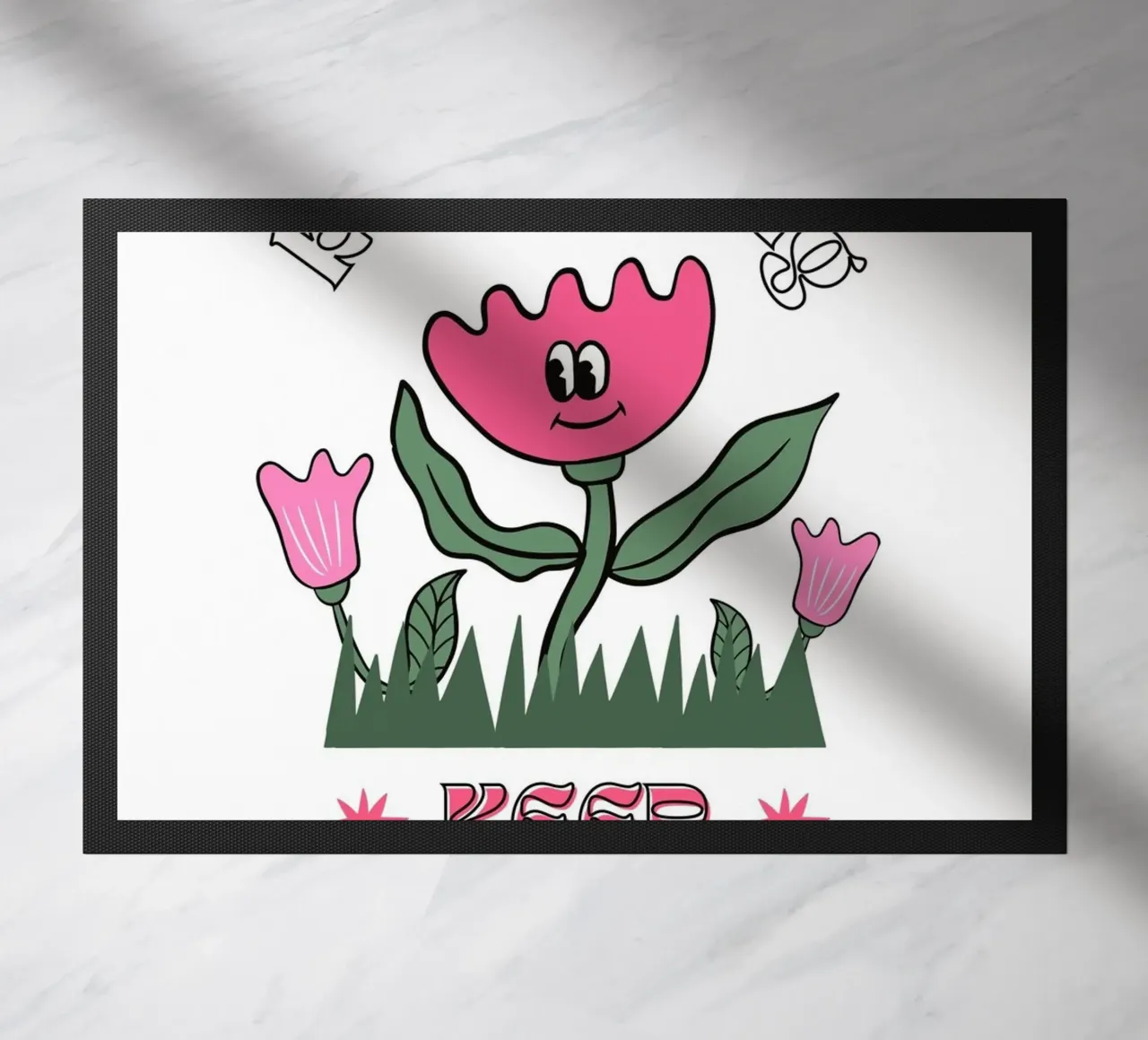 "Keep Going Keep Growing" - Retro Flower Power Print doormat by homdeco