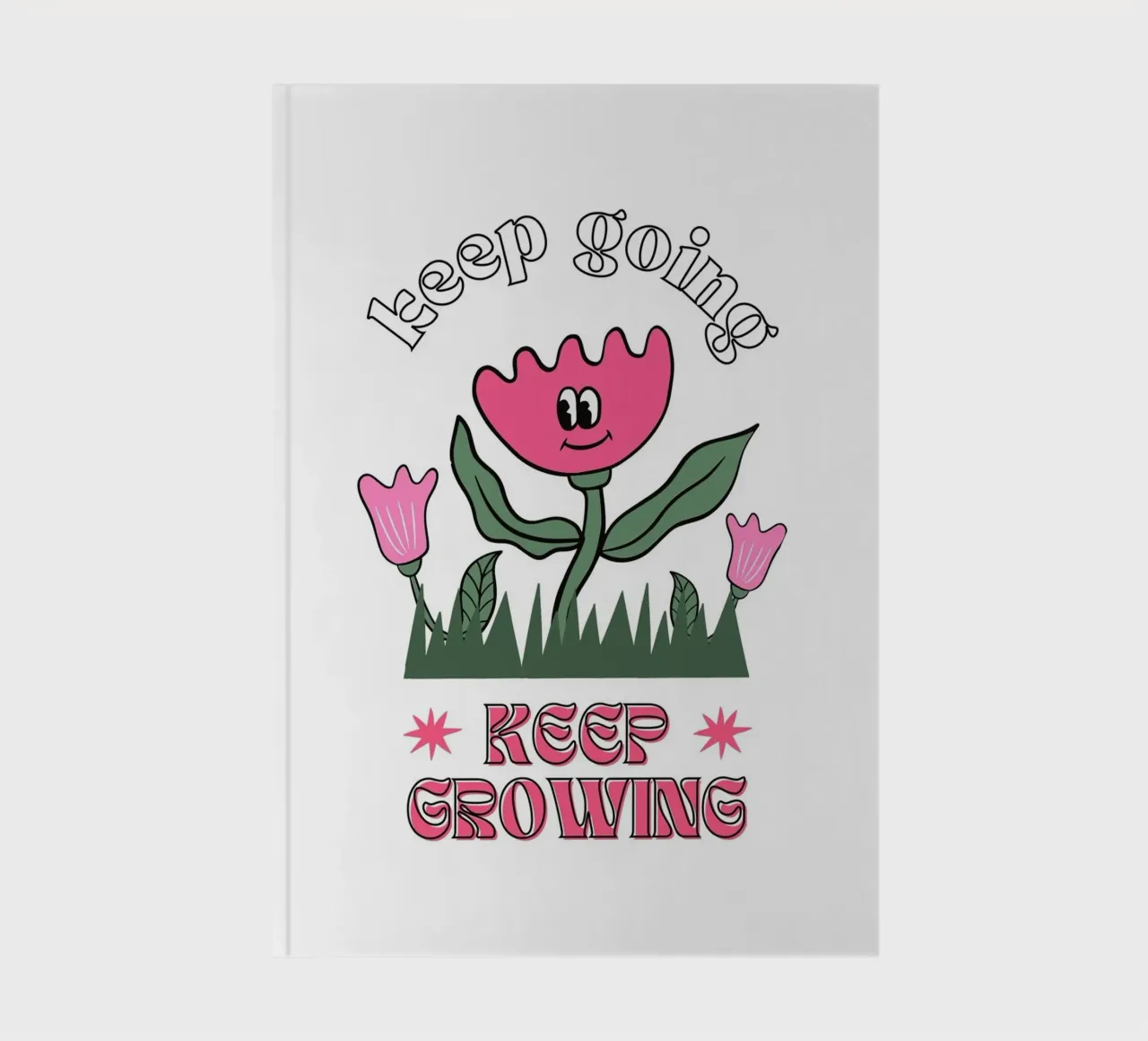 "Keep Going Keep Growing" - Retro Flower Power Print notebook by homdeco
