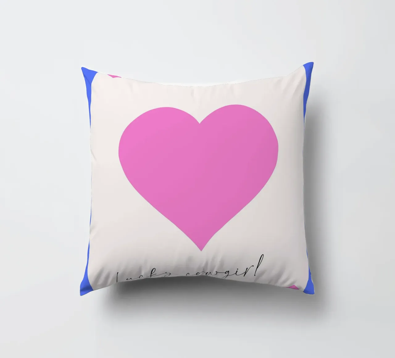 Lucky Cowgirl Ace of Hearts - Blue & Pink Print decorative cushion by homdeco