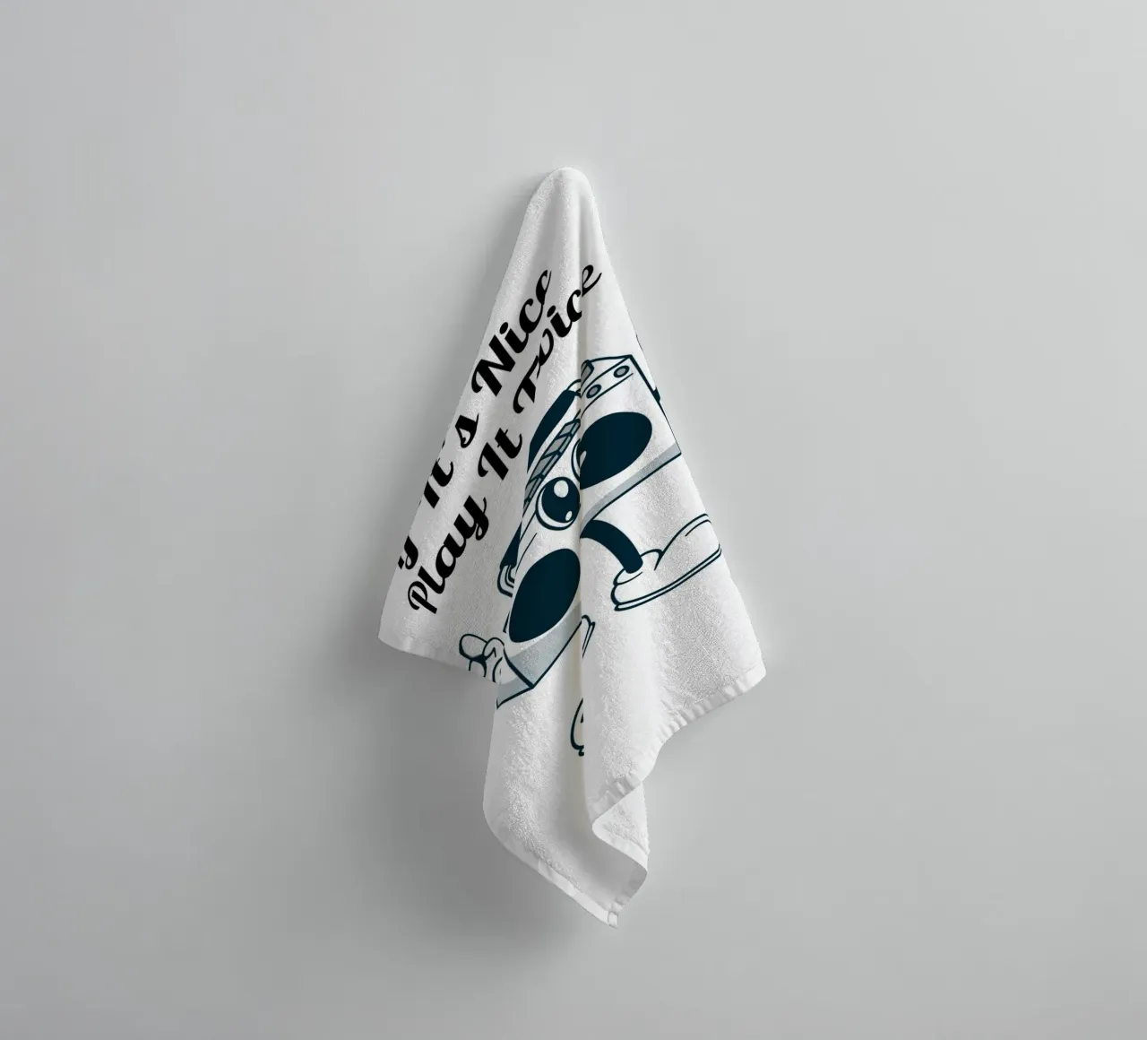 "Play It Twice" Retro Boombox - Fun Music Art Print towel by homdeco