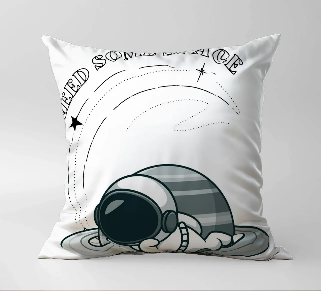 "Need Some Space" Astronaut Nap - Minimalist Print decorative cushion by homdeco