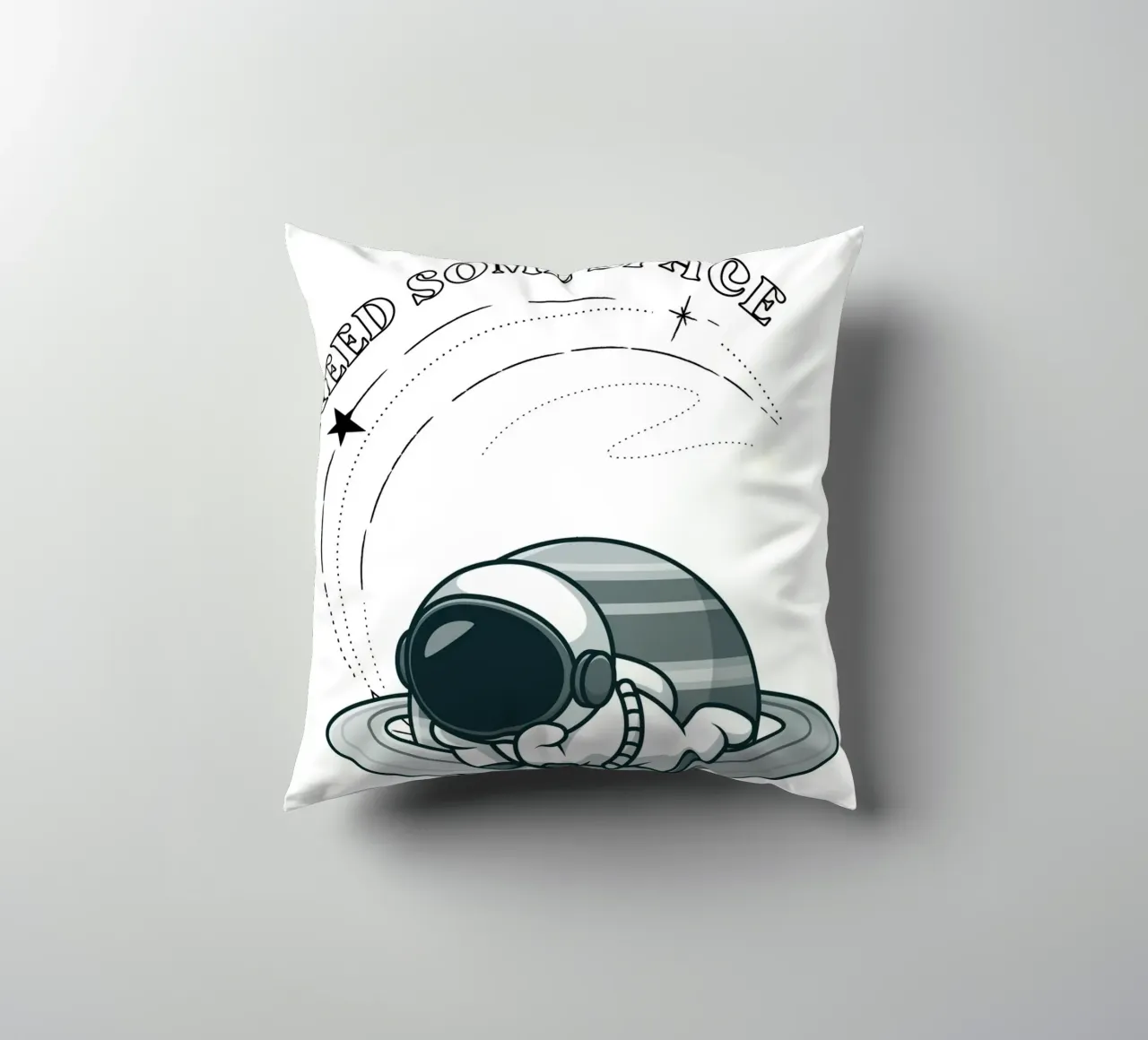 "Need Some Space" Astronaut Nap - Minimalist Print decorative cushion by homdeco