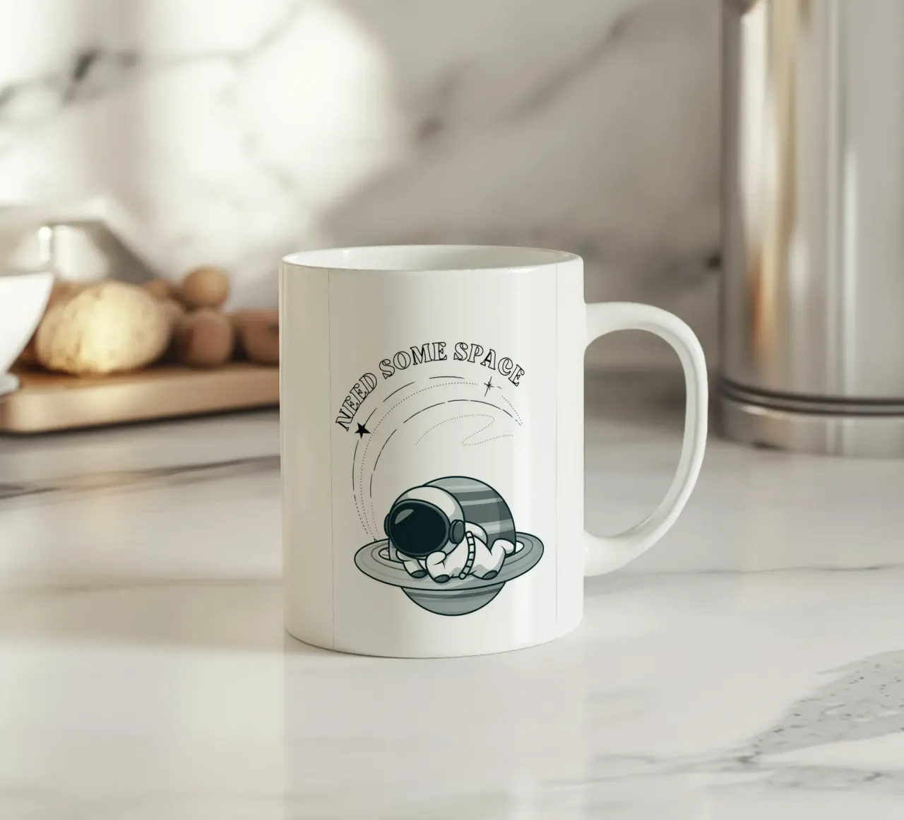 "Need Some Space" Astronaut Nap - Minimalist Print ceramic mug by homdeco