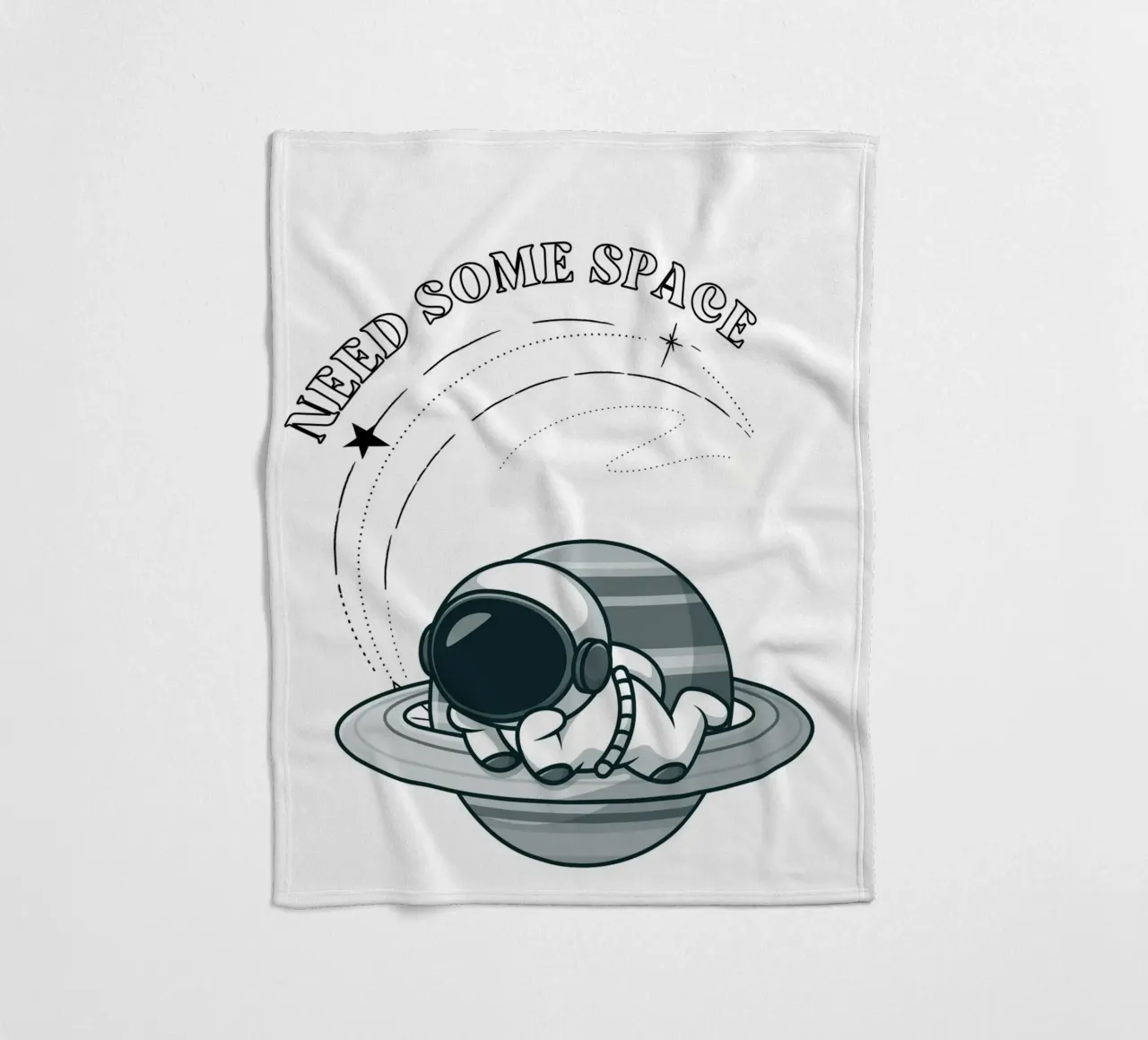 "Need Some Space" Astronaut Nap - Minimalist Print fleece blanket by homdeco