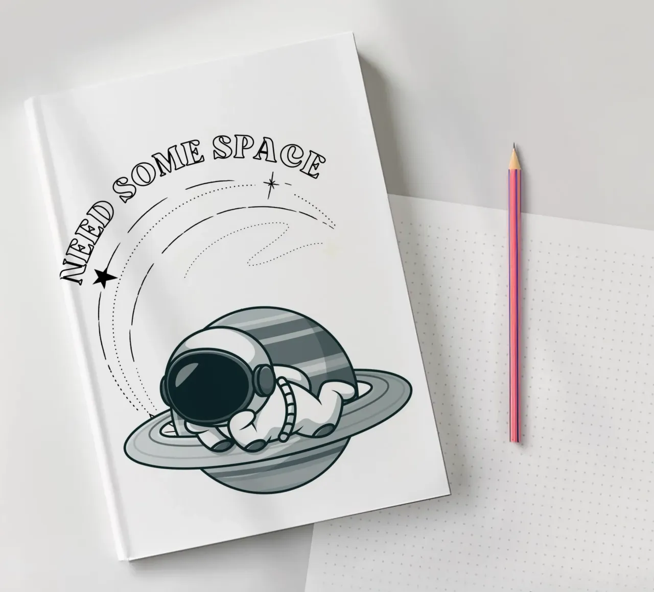 "Need Some Space" Astronaut Nap - Minimalist Print notebook by homdeco
