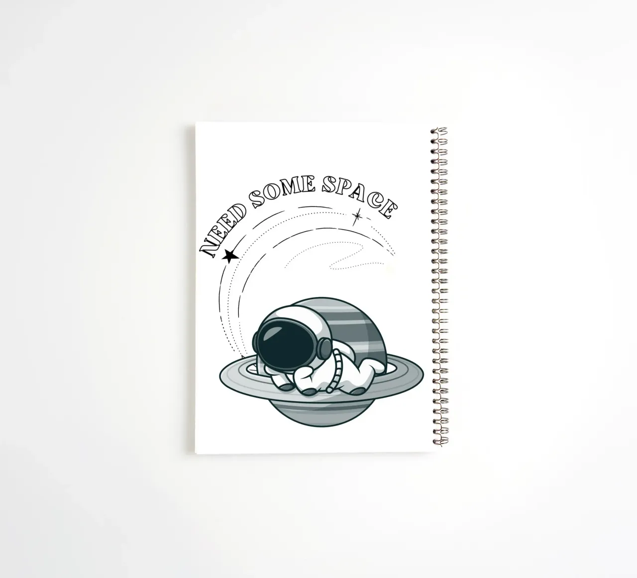 "Need Some Space" Astronaut Nap - Minimalist Print spiral notebook by homdeco