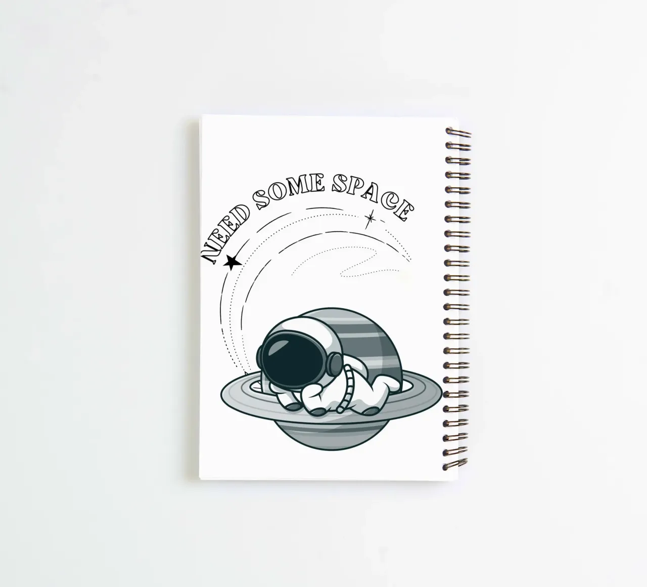 "Need Some Space" Astronaut Nap - Minimalist Print spiral notebook by homdeco