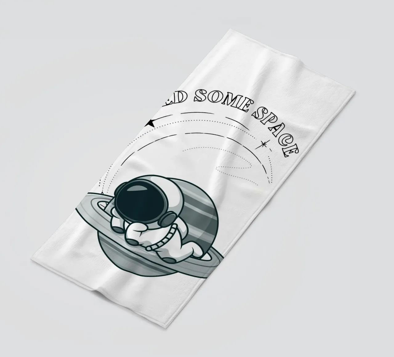 "Need Some Space" Astronaut Nap - Minimalist Print beach towel by homdeco