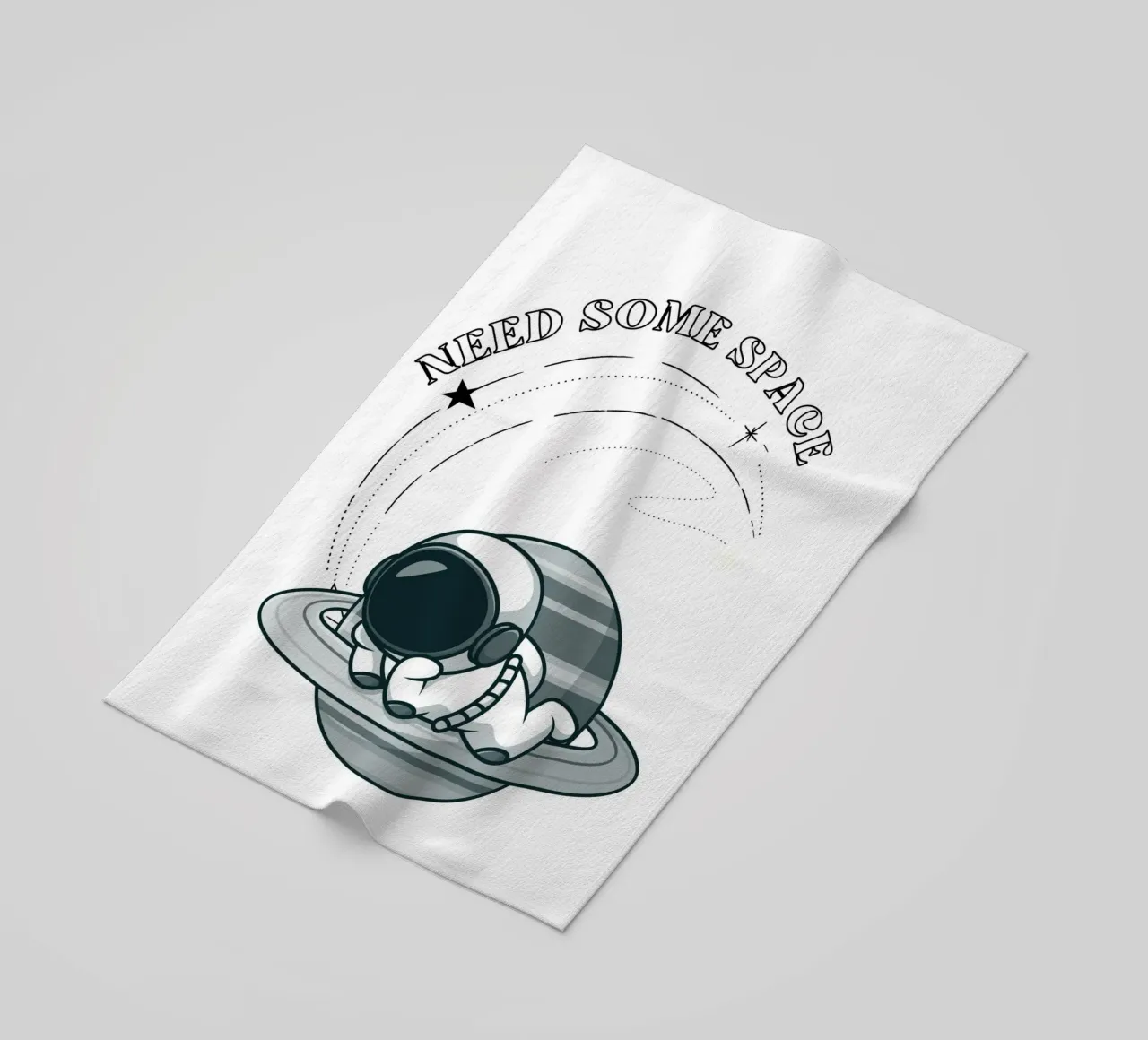 "Need Some Space" Astronaut Nap - Minimalist Print beach towel by homdeco