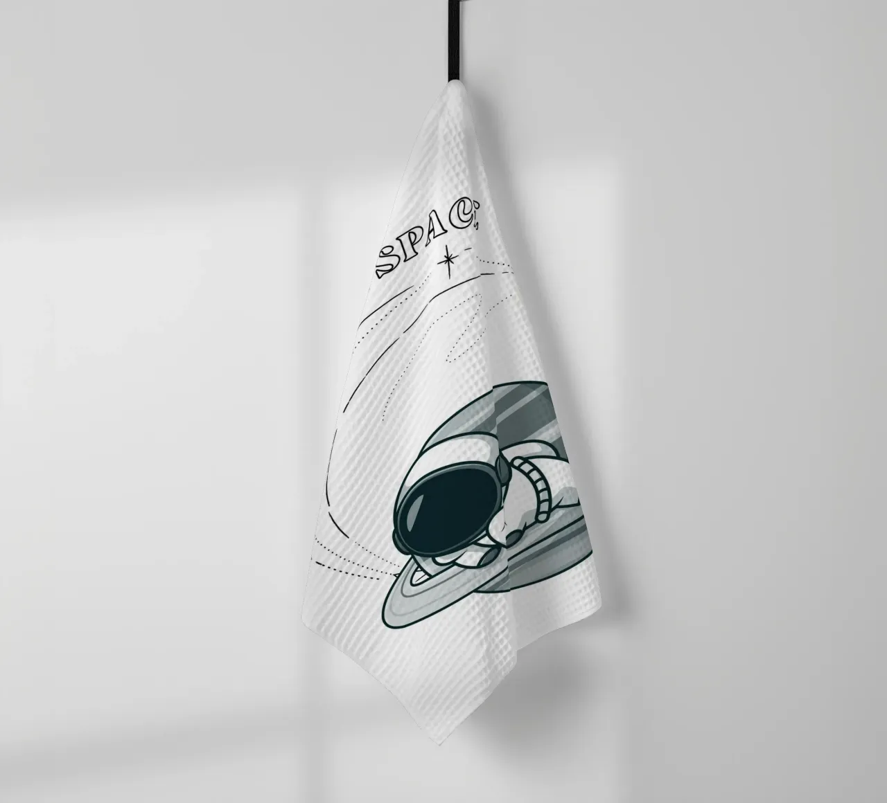 "Need Some Space" Astronaut Nap - Minimalist Print tea towel by homdeco