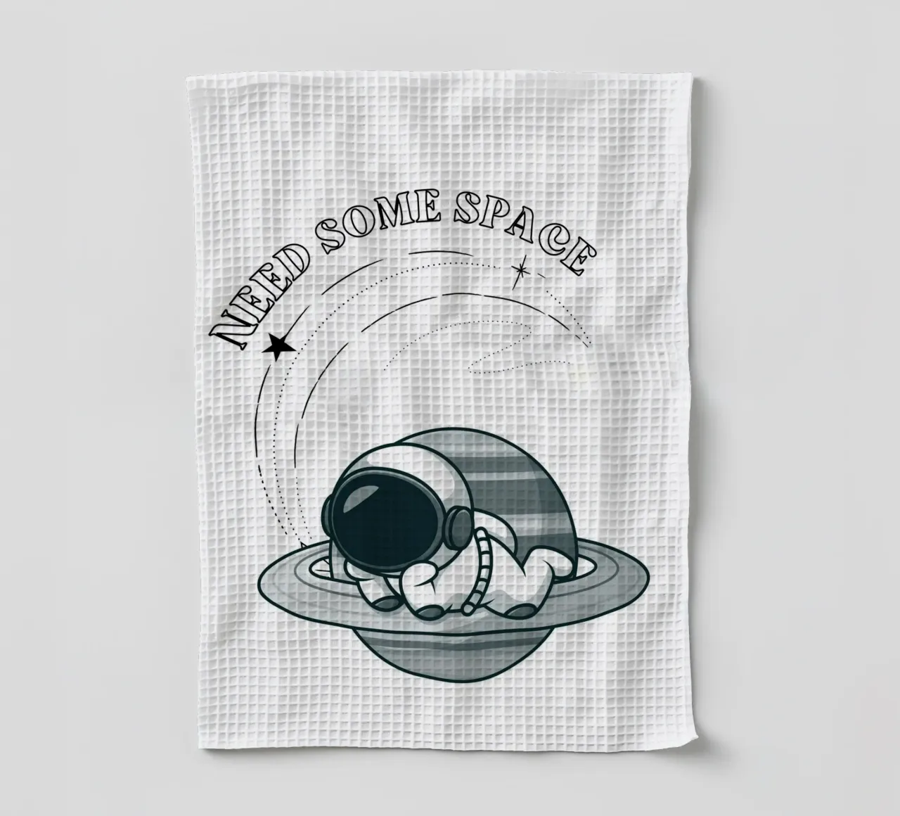 "Need Some Space" Astronaut Nap - Minimalist Print tea towel by homdeco