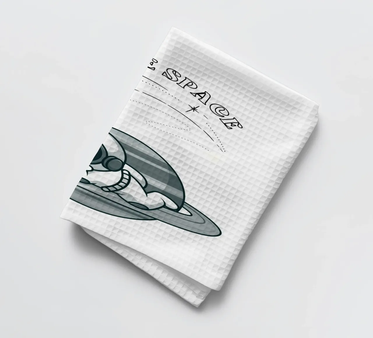 "Need Some Space" Astronaut Nap - Minimalist Print tea towel by homdeco