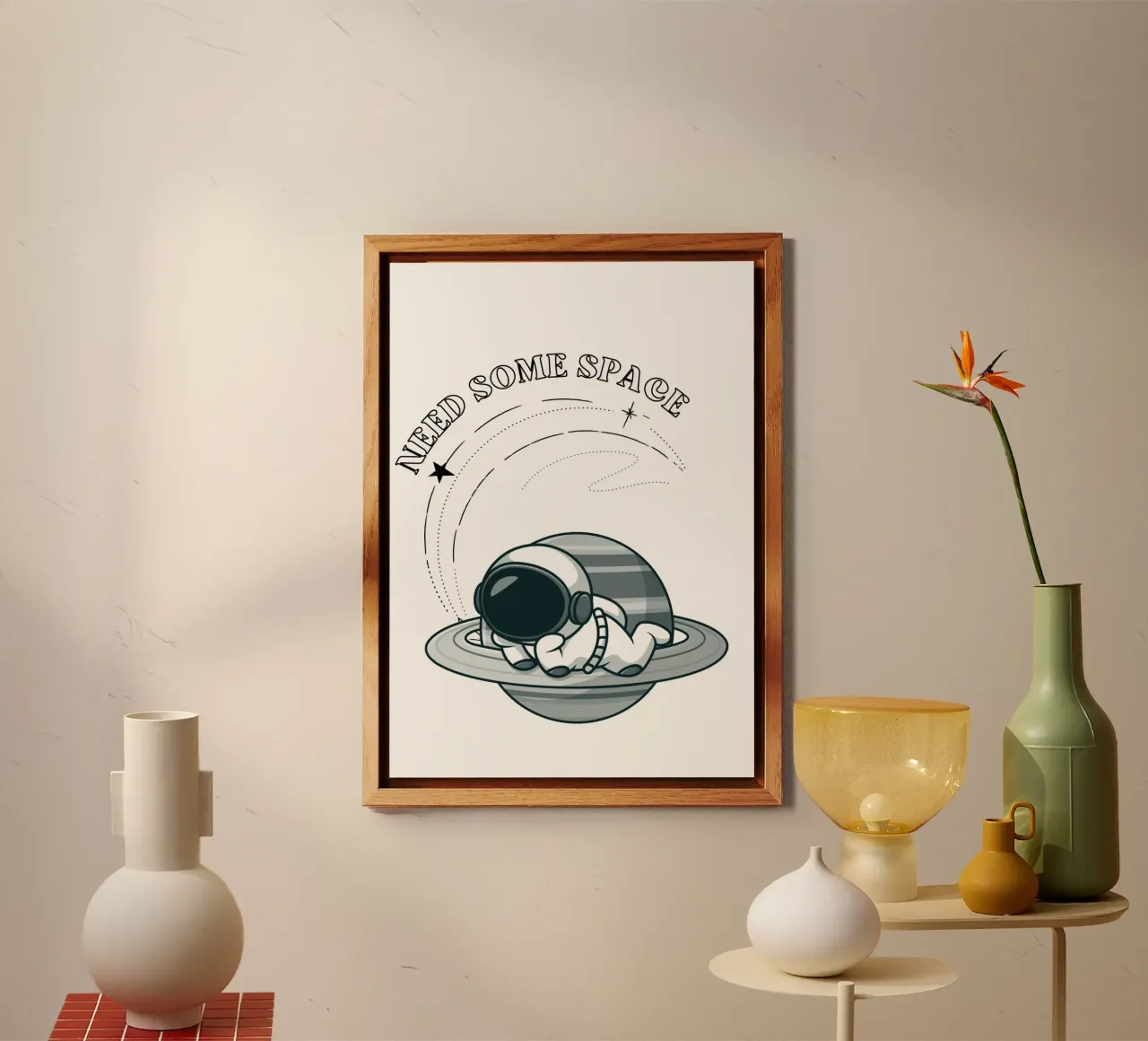 "Need Some Space" Astronaut Nap - Minimalist Print alu-dibond by homdeco