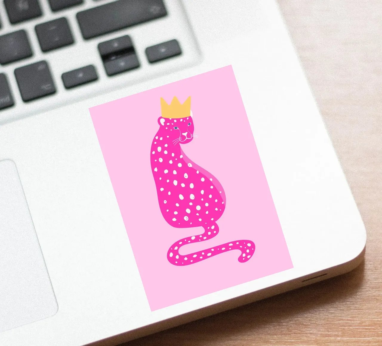 Leopardo rosa real - Corona dorada Pop Art Print pegatina de homdeco