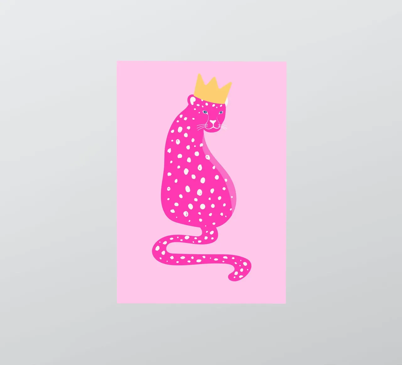 Leopardo rosa real - Corona dorada Pop Art Print pegatina de homdeco