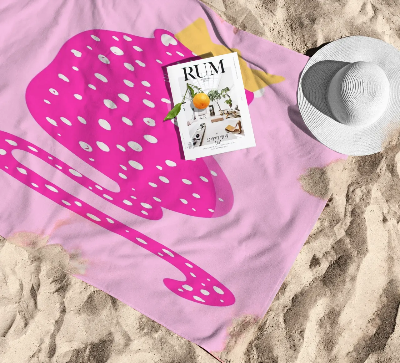 Leopardo rosa regale - Stampa pop art Corona d'oro telo mare da homdeco