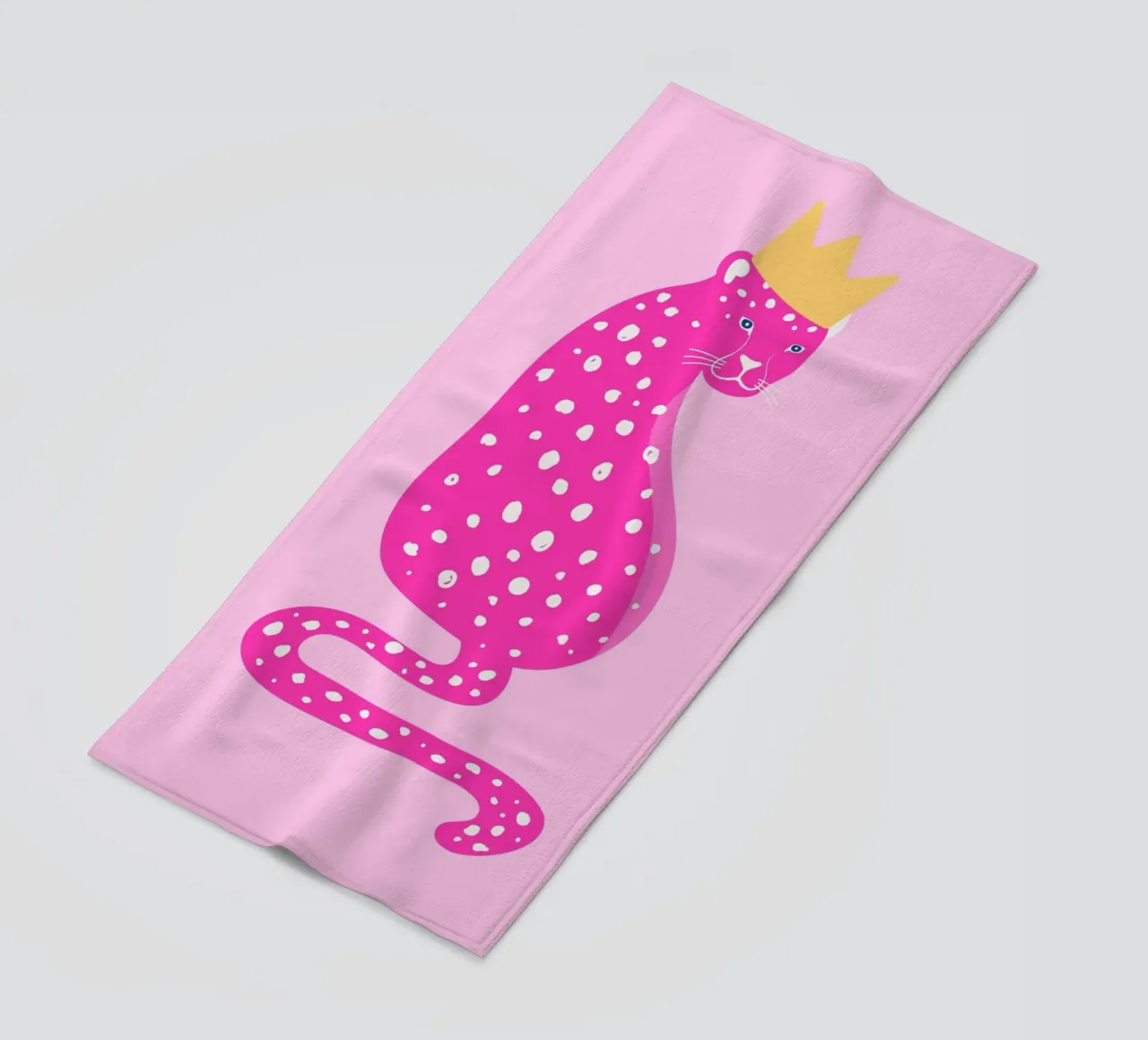 Leopardo rosa regale - Stampa pop art Corona d'oro telo mare da homdeco